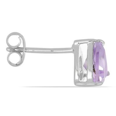 BUY 925 SILVER NATURAL PINK AMETHYST SINGLE STONE EARRINGS 